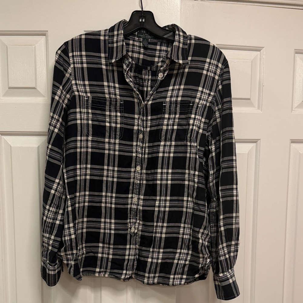 Ralph Lauren‎ Black and White Plaid Button-Down Shirt